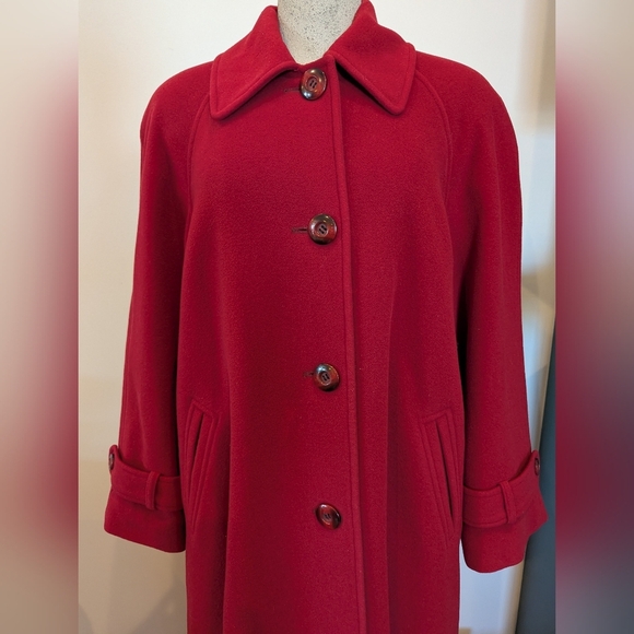 Vintage 1980's  HannaH Red Cashmere & Wool Blend Coat Size 10 - Picture 4 of 16